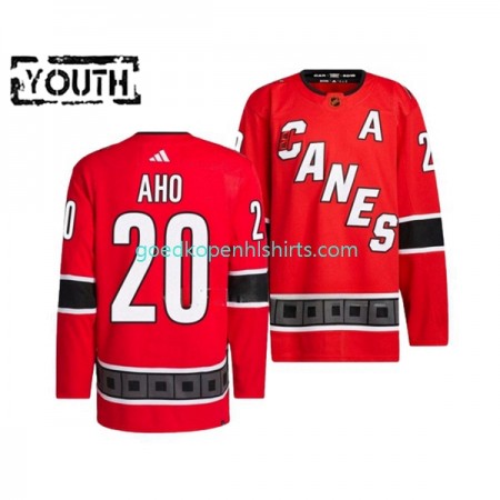Carolina Hurricanes SEBASTIAN AHO 20 Adidas 2022-2023 Reverse Retro Rood Authentic Shirt - Kinderen